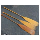 Three Wood Canoe Paddles