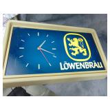 VTG Heavy Lowenbrau Clock & Lit Sign, not sure
