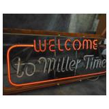 VTG Miller Time Neon Sign, Red lights up, white