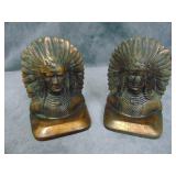 Two VTG Heavy Cast Iron Indian Head Book Ends
