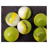 Vitro Tiger Eyes Marbles, Green & YEllow