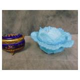 VTG Blue Cabbage Leaf Lidder Bowl and more