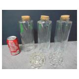 VTG Clear Glass Containers & 2 Candle Holders