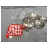Stainless Kids Toy Cooking Set and Little Glasses