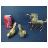 VTG Brass Unicorn & 2 Brass Birds