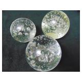 Three Clear (with Bubbles) Paperweights