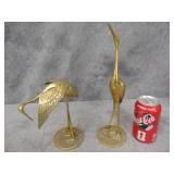 Two VTG Brass Heron Figurines