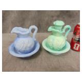 VTG Green & Blue Slag Pitchers, Avon