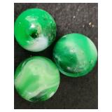 Peltier Green Slag Akro Corkscrew Marbles