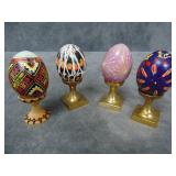 Painted Eggs on Stands, 2 are Real Egg Shells