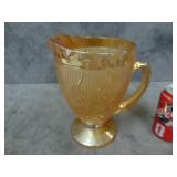 VTG Jeannette Glass Pitcher, Iris & Herringbone