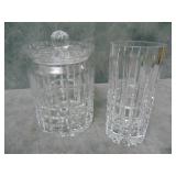 Heavy Crystal Vase and Biscuit Jar