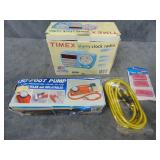 Pump, Alarm Clock Radio, Bungee Cord & Erasures