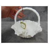 VTG Fenton Hobnail Milk Glass Basket
