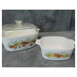 Two Corning Casseroles w/Lids