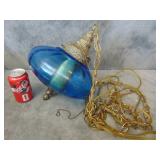 VTG Blue Glass Hanging Lamp