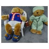 VTG Toy Wicker Chair and 2 Teddy Bears