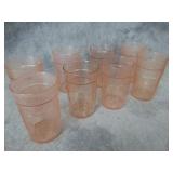 8 VTG Pink Depression Glass Glasses