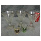 VTG Silver Rimmed Glasses and Shot Glasses
