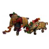 vintage Anglo-Raj stuffed elephants 9"h