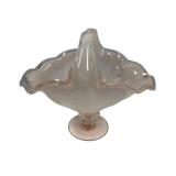 VTG Murano Pink Footed Glass Basket 11"h., 13"w