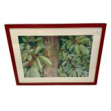 Dahoon Christmas Berry Hand Colored Drawing 18"h.