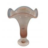 Murano Pink Trumpet Glass Vase 13"h., 9"w