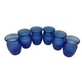 6 Hazel-Atlas Fine Rib Cobalt Blue tumblers 3"h