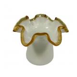 Fenton White and Amber Hat Vase 4"h
