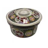 Ceramic Asian Bowl with Lid, crack in rim 9"d