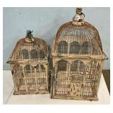 Two Distressed Painted Birdcages 20"H