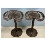 Pair of Cast Iron Tractor Seat Barstools 27"h