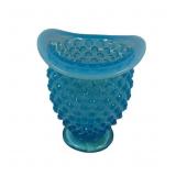 Fenton Blue Opalescent Hobnail Small Curved Top Va