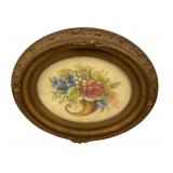 Oval Still Life Floral Print 13"h., 14"w