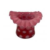 Fenton Cranberry Opalescent Coin Dot Ruffled Top H