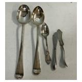 Sheffield England Serving SP Spoons, Butter Knife,