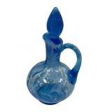 Fenton Blue Opalescent Cruet with Stopper 8"h