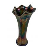 VTG Fenton iridescent carnival glass vase 8"h