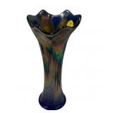 VTG Fenton iridescent carnival glass vase 8"h