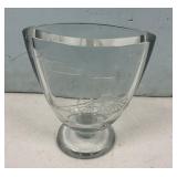 Orrefores Etched Wagon Glass Vase 7"h., 6"w