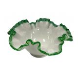 Fenton Emerald Crest ruffled bowl 2"h., 7"w