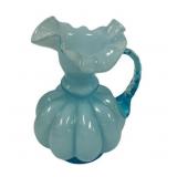 Fenton Art Glass Blue Topaz Overlay Ruffled Melon