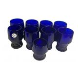 9 Georgian Cobalt Blue juice glasses