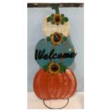 48"h Welcome Metal Three Stack Pumpkin