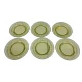 Four Vaseline Glass 8 1/2"dia Plates