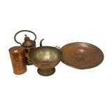 Group of VTG Copper Pitcher, Container, Sifter, an