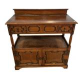 Early 20th Century Jacobean Oak Server 43"h., 42"