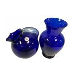 Cobalt Blue Pitcher and Flower Vase