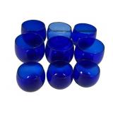 9 Small Cobalt Blue Tumbler Glasses