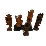 VTG Chinese Hand Carved Immortals Figurines 7"h